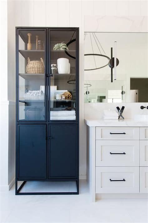 glass and steel linen cabinet|freestanding linen cabinet for bathroom.